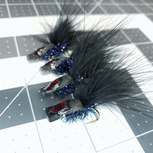 Load image into Gallery viewer, Black four pack of Trout Trap Flies, Cyclops Popcorn Beetle Fly for Pyramid Lake
