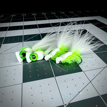 Load image into Gallery viewer, Four pack of chartreuse Cyclops Popcorn Beetle Fly - Trout Trap Flies by Kyle Glass