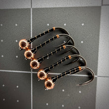 Load image into Gallery viewer, Limited Edition Black/Copper Lahontan Midge- 5 Pack