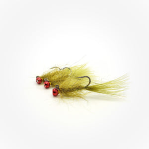 Olive Martini Tungsten Balanced Leech Flies - 3 Pack