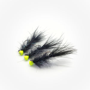 Black Tungsten Balanced Leech Flies - 3 Pack