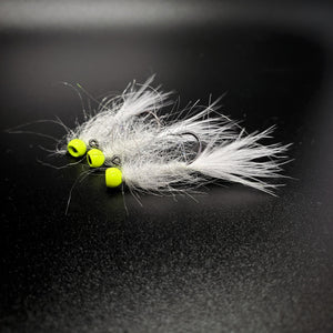 White Tungsten Balanced Leech Flies - 3 Pack