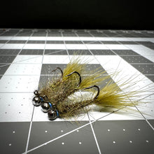 Load image into Gallery viewer, Peacock Dark Olive Tungsten Balanced Leech Flies - 3 Pack