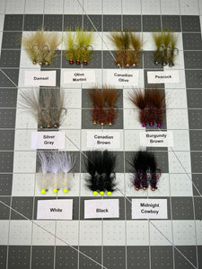 Trout Trap Flies, Tungsten Balanced Leech patterns available.